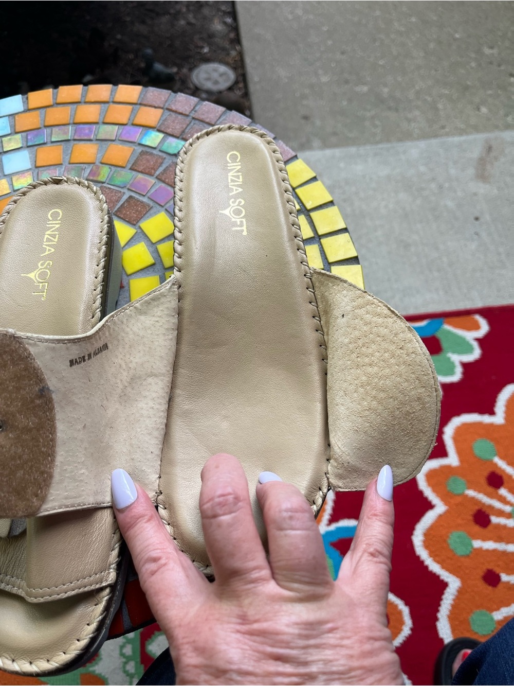 Cinzia Soft Women's Beige Slide Sandals with Floral Accent - Picture 5 of 10